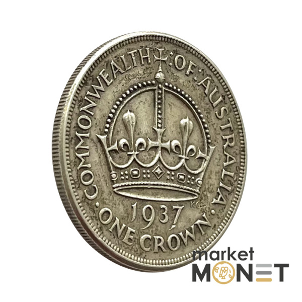 Срібна монета 1 крона 1937 рік Австралія 925 28.28 г.