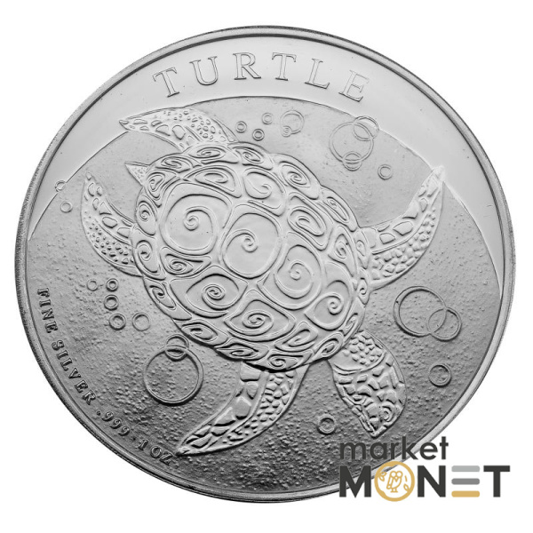 Срібна монета 2 долари 2021 Ніуе 999 1 Oz Черепаха яструб