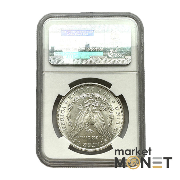 Срібна монета 1 долар 1896 США 900 долар Моргана, монетний двір - Філадельфія,в слабі MS 64