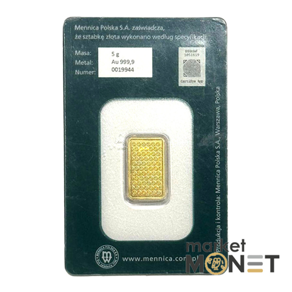 Золотий злиток 5 грам MENNICA POLSKA