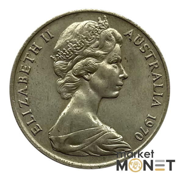 Монета 20 центів 1970 року Австралія 11.3 г  Королева Єлизавета II