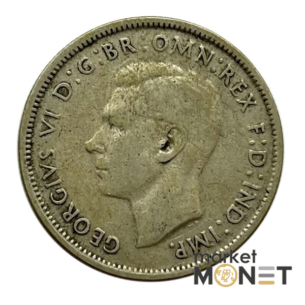 Срібна монета 1 флорін 1947 року Австралія 500 11.31 г. Король Георг VI