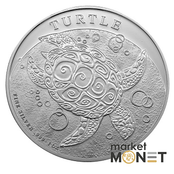 Срібна монета 2 долари 2022 Ніуе 999 1 Oz Черепаха яструб