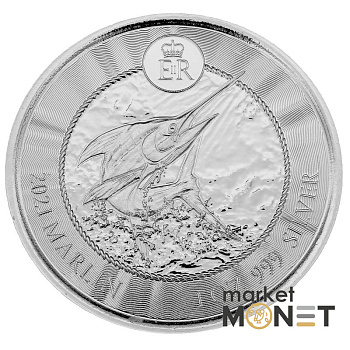 Срібна монета 1 долар 2021 Кайманові острови 999 1 Oz Марлін