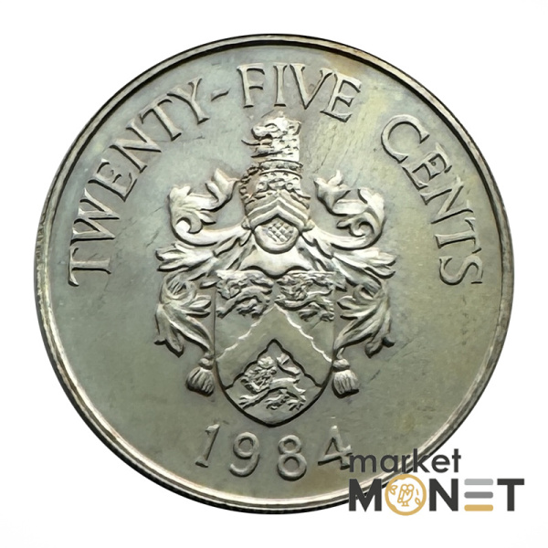 Монета 25 центів 1984 Бермудські Острови Королева Єлизавета II (4,11) Proof
