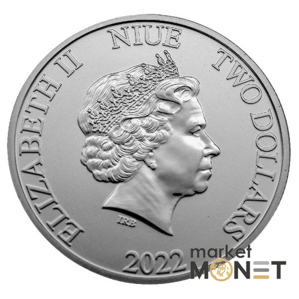 Срібна монета 2 долари 2022 Ніуе 999 1 Oz Черепаха яструб