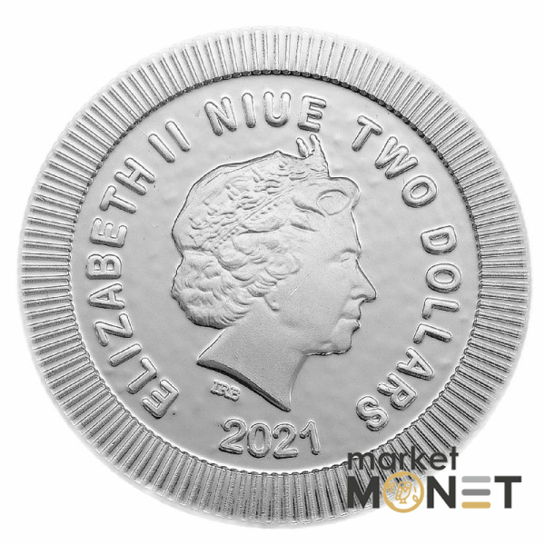 Срібна монета 2 долари 2021 Ніуе 999 1 Oz Сова Афіни