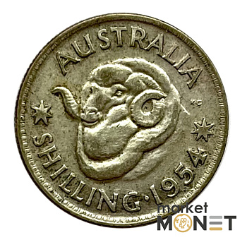 Сріба монета 1 шилінг 1954 рік Австралія 500 5.65 г. Королева Єлизавета II