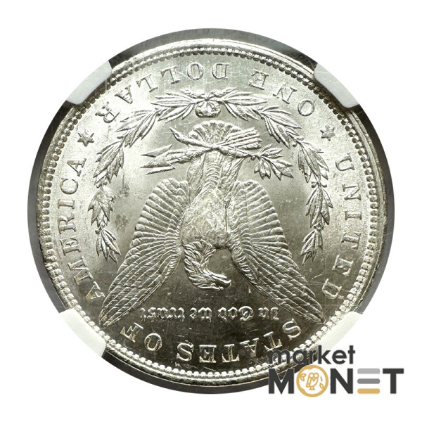 Срібна монета 1 долар 1896 р. США 900 долар Моргана, монетний двір - Філадельфія, в слабі MS 64