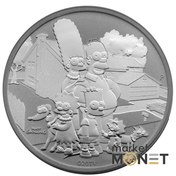 Срібна монета 1 долар 2021 Тувалу 999 1 Oz Сімпсони
