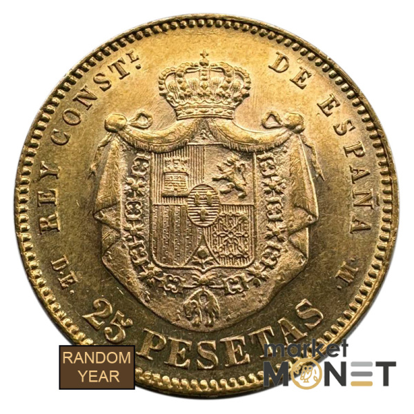 Золота монета 25 песет  Іспанія 900 8,09 г.