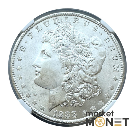 Срібна монета 1 долар 1888 США 900 долар Моргана, монетний двір - Філадельфія, в слабі MS 64 