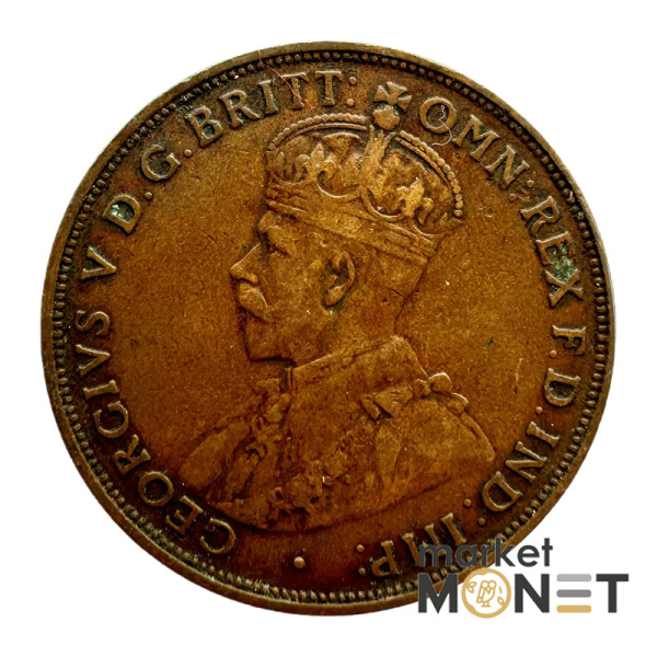 Бронзова монета 1 пенні 1921 рік Австралія Король Георг V