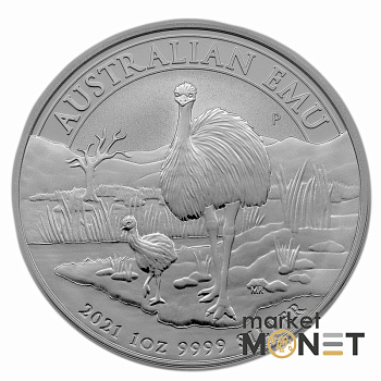 Срібна монета 1 долар 2021 Австралія 999 1 Oz Ему