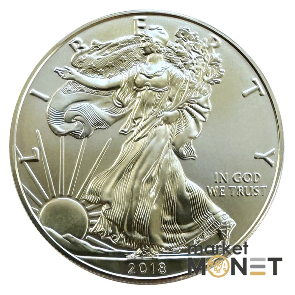 Срібна монета 1 долар 2018 США 999 1 Oz Американський орел