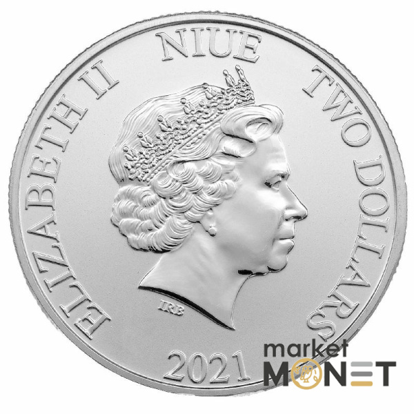 Срібна монета 2 долари 2021 Ніуе 999 1 Oz Летючий Голандець 