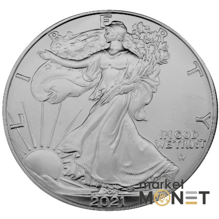 Срібна монета 1 долар 2021 США 999 1 Oz Американський орел
