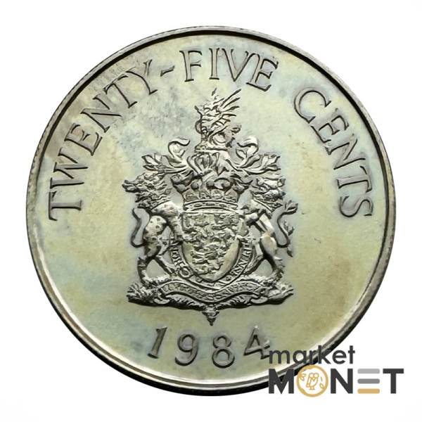 Монета 25 центів 1984 Бермудські Острови Королева Єлизавета II (4.20) Proof