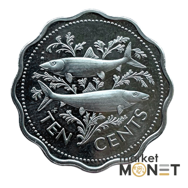 Монета 10 центів 1974 року Багамські острови Королева Єлизавета II 