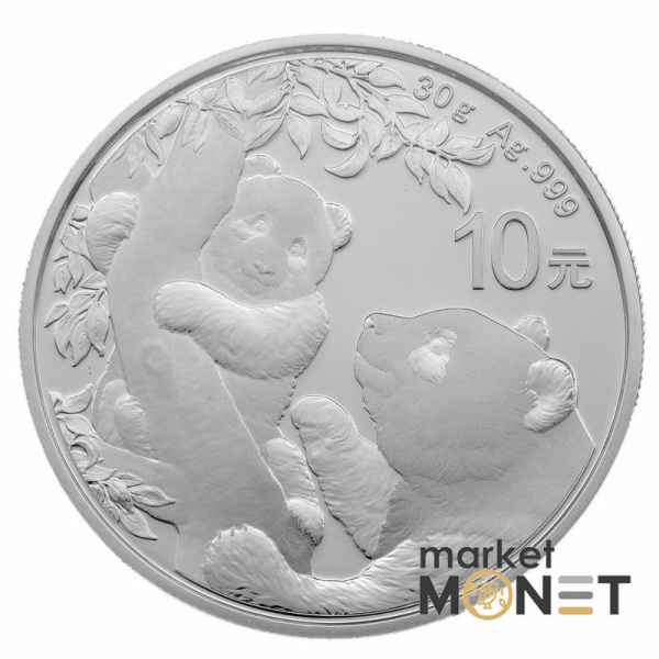 Срібна монета 10 Юанів 2021 КНР 999 30 г. Панда