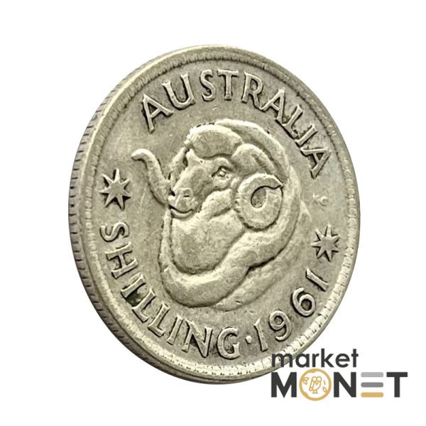 Сріба монета 1 шилінг 1961 рік Австралія 500 5.65 г. Королева Елизавета II