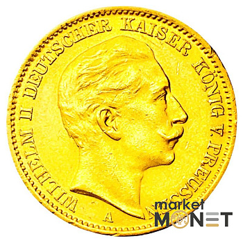 Золота монета 20 марок 1910 р. Німецька імперія А Берлін