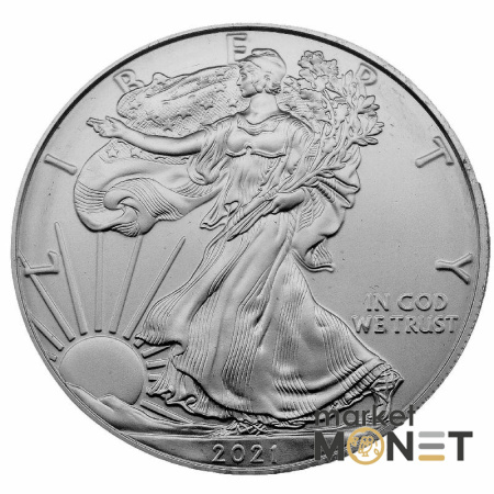Набір двох монет 1 долар 2021 США 999 1 Oz Американський срібний орел