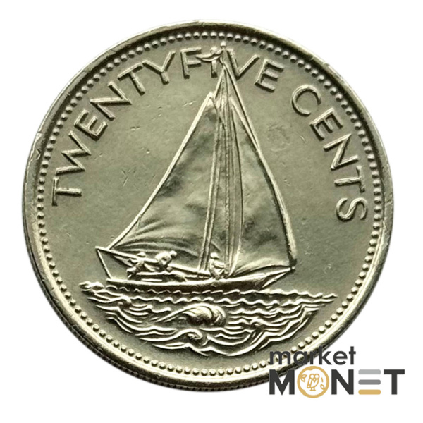 Монета 25 центів 1977 року Багамські острови Королева Єлизавета II