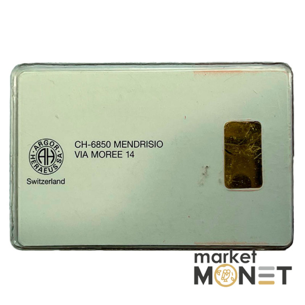 Золотий злиток 1 грам ARGOR-HERAEUS