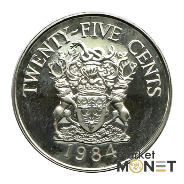 Монета 25 центів 1984 Бермудські Острови Королева Єлизавета II (4.14) Proof