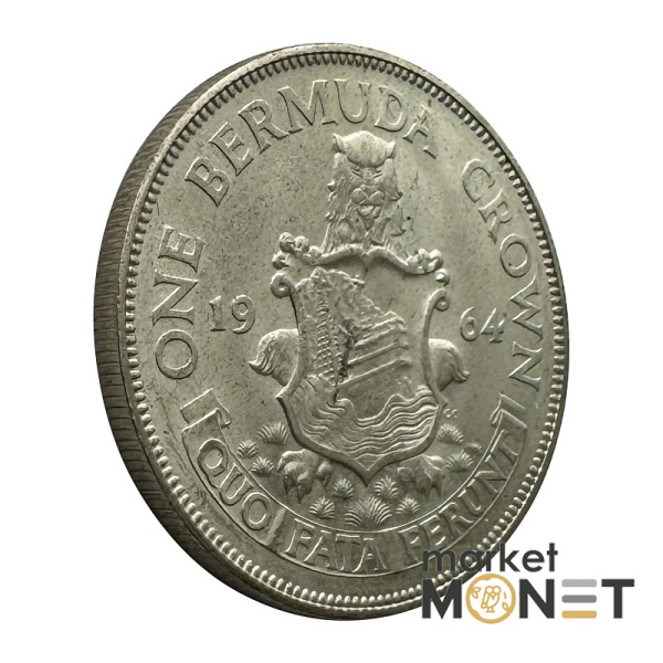 Срібна монета 1 крона 1964 Бермудські Острови 500 Королева Єлизавета II (№5)