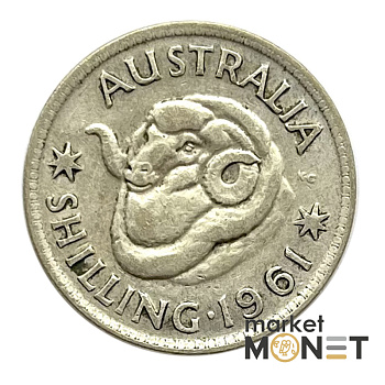 Сріба монета 1 шилінг 1961 рік Австралія 500 5.65 г. Королева Елизавета II