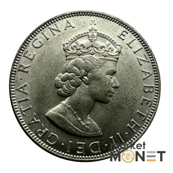 Срібна монета 1 крона 1964 Бермудські Острови 500 Королева Єлизавета II (№4)