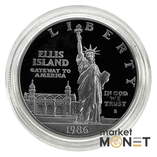 Срібна монета 1 долар 1986 900 26.73 г. Статуя Свободи (S) PROOF