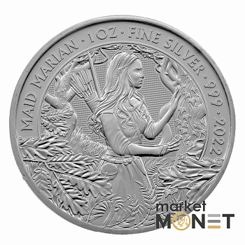 Срібна монета 2 Фунти 2022 Великобританія 999 1 Oz Покоївка Меріан