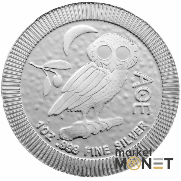 Срібна монета 2 долари 2021 Ніуе 999 1 Oz Сова Афіни