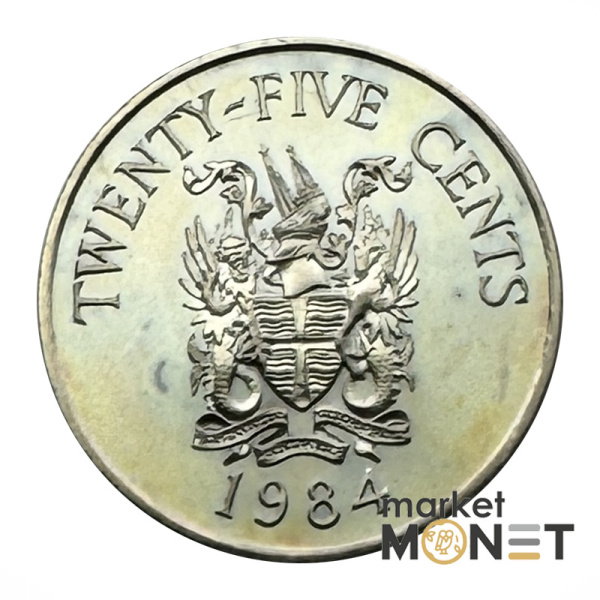 Монета 25 центів 1984 Бермудські Острови Королева Єлизавета II (4.12) Proof