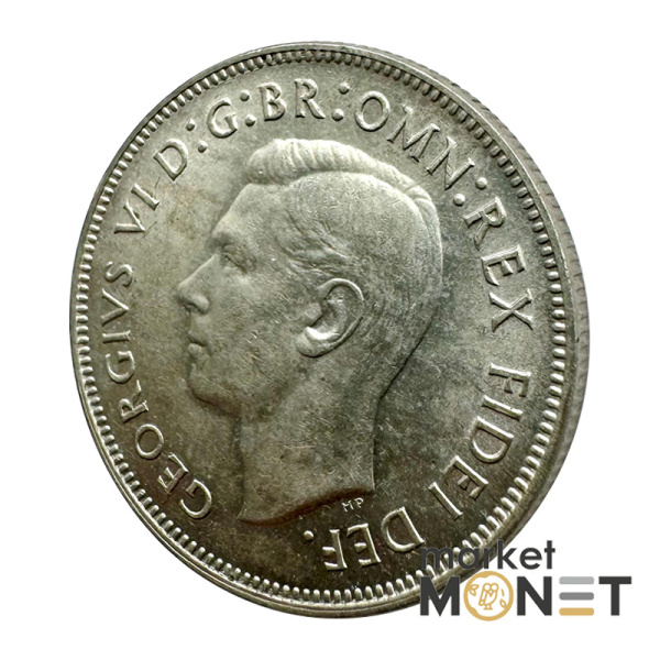 Срібна монета 1 флорін 1901 - 1951 року Австралія 500 Король Георг VI №1