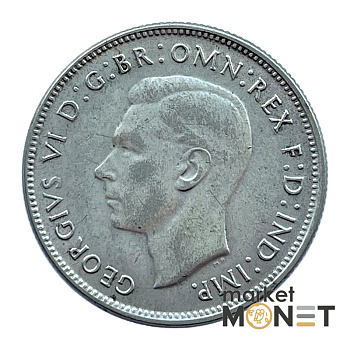 Срібна монета 1 флорін 1947 року Австралія 500 Король Георг VI