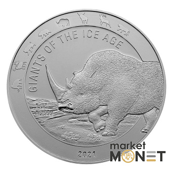 Срібна монета 5 седі 2021 Гана 999 1 Oz Носоріг