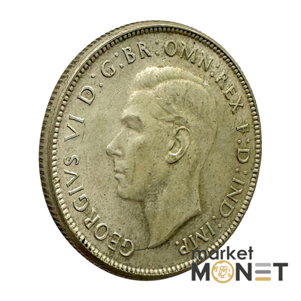 Срібна монета 1 флорін 1946 року Австралія 500 Король Георг VI 