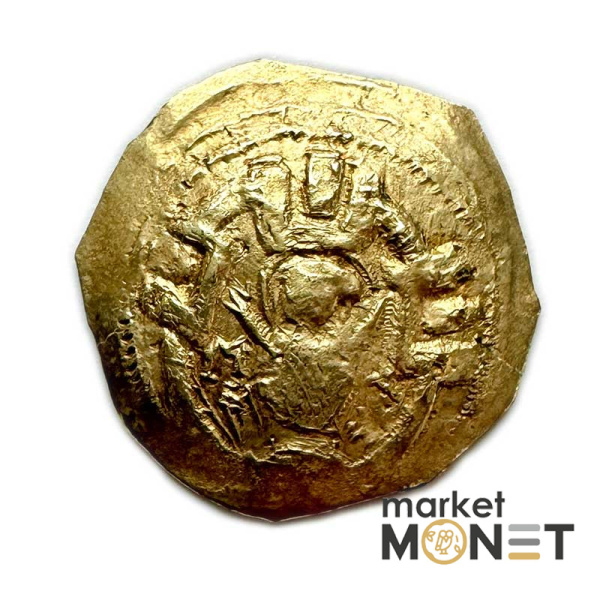 Золота Візантійська монета Андроник II і Михайло IX, 1295 -1320 рр. н.е. Золото Гіперпірон (2,97 г) Константинополя. Діва Марія в стінах / Христос між імператорами
