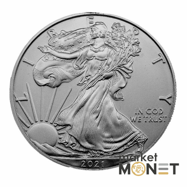 Набір двох монет 1 долар 2021 США 999 1 Oz Американський срібний орел (позолота)