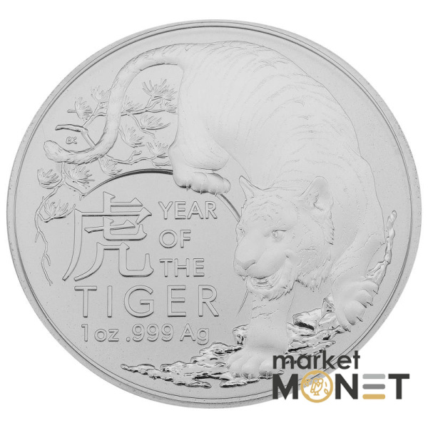 Срібна монета 1 долар 2022 Австралія 999 1 Oz Рік Тигра