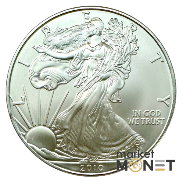 Срібна монета 1 долар 2010  США 999 1 Oz Американський орел