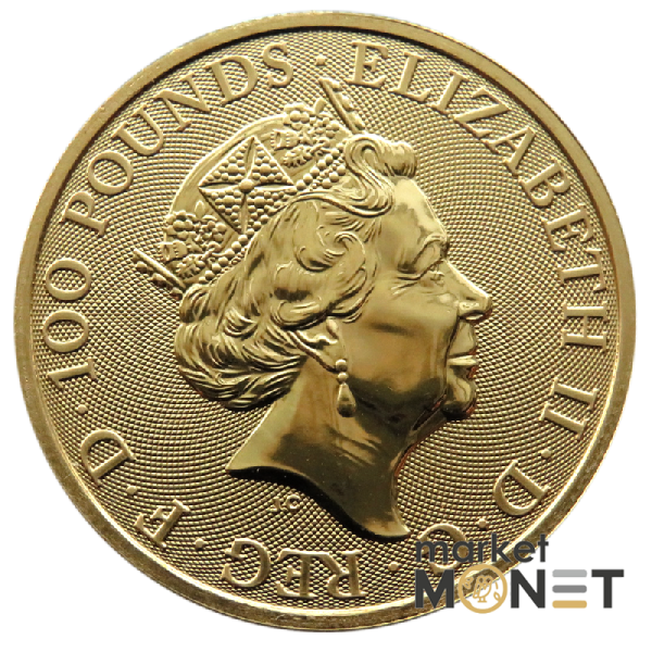 Золота монета 100 фунтів 2018 Великобританія 9999 1 Oz Чорний Бик Кларенса (Звірі королеви) Золота монета 100 фунтів 2018 Великобританія 9999 1 Oz Чорний Бик Кларенса (Звірі королеви)