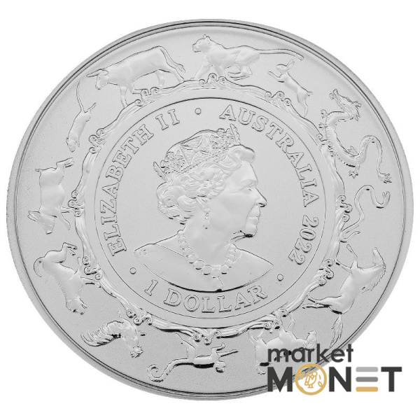 Срібна монета 1 долар 2022 Австралія 999 1 Oz Рік Тигра