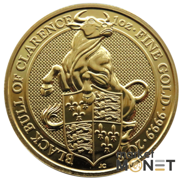 Золота монета 100 фунтів 2018 Великобританія 9999 1 Oz Чорний Бик Кларенса (Звірі королеви) Золота монета 100 фунтів 2018 Великобританія 9999 1 Oz Чорний Бик Кларенса (Звірі королеви)