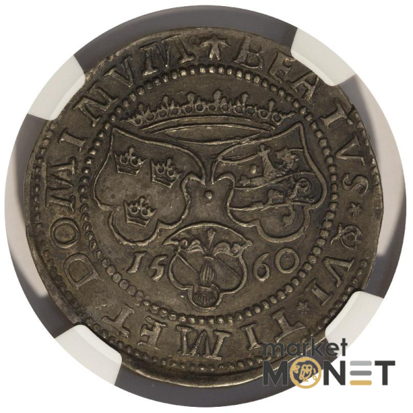 Срібна монета 1 марка 1560 Швеція в слабі AU 55