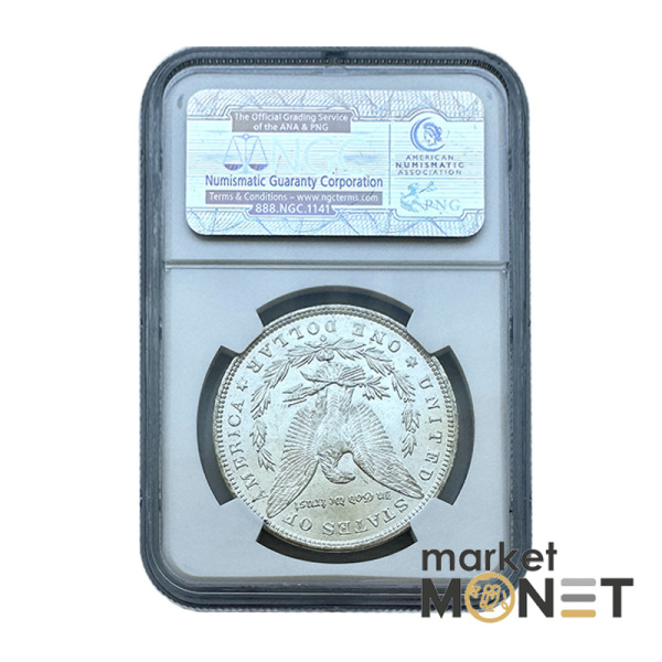 Срібна монета 1 долар 1900 США 900 долар Моргана, монетний двір "О" - Новий Орлеан (Луїзіана), в слабі MS 64 